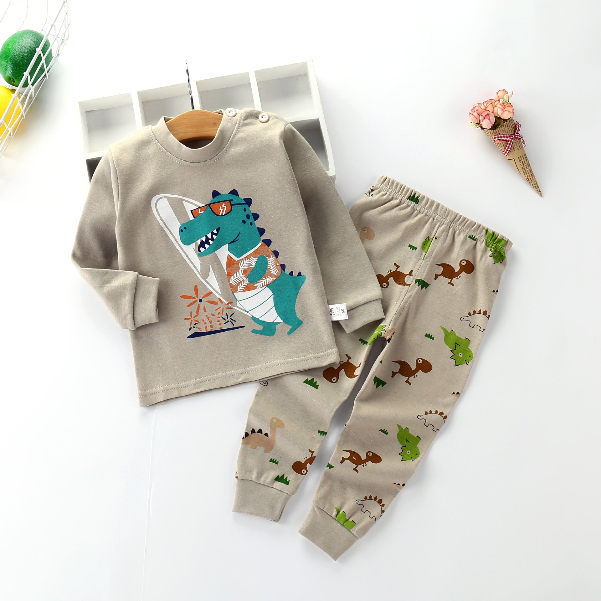 Long-sleeved Cotton Round Neck Set