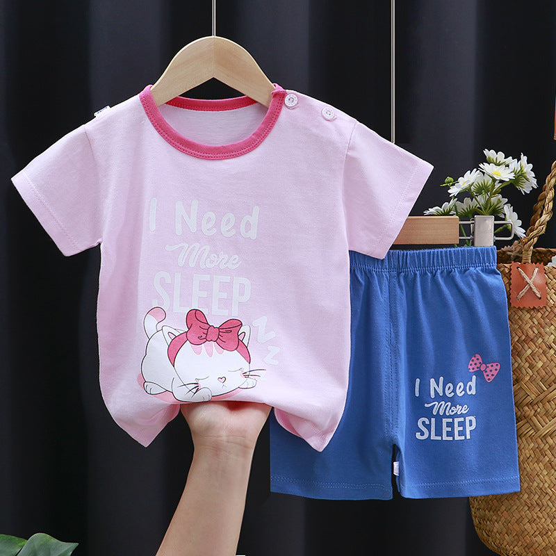 Cotton Short-Sleeved Suit - For Boys & Girls