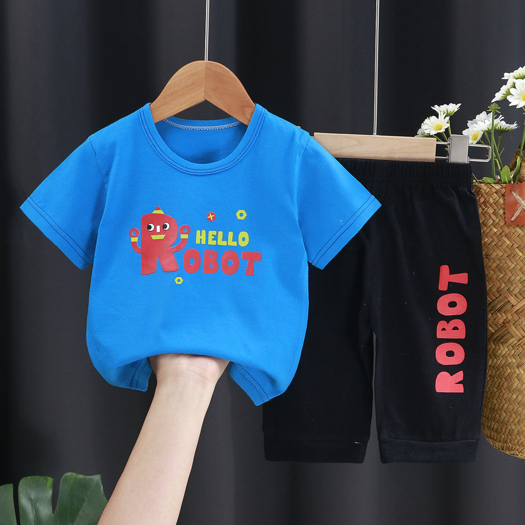 Short Sleeve Casual Two-Piece Set - For Boys And Girls