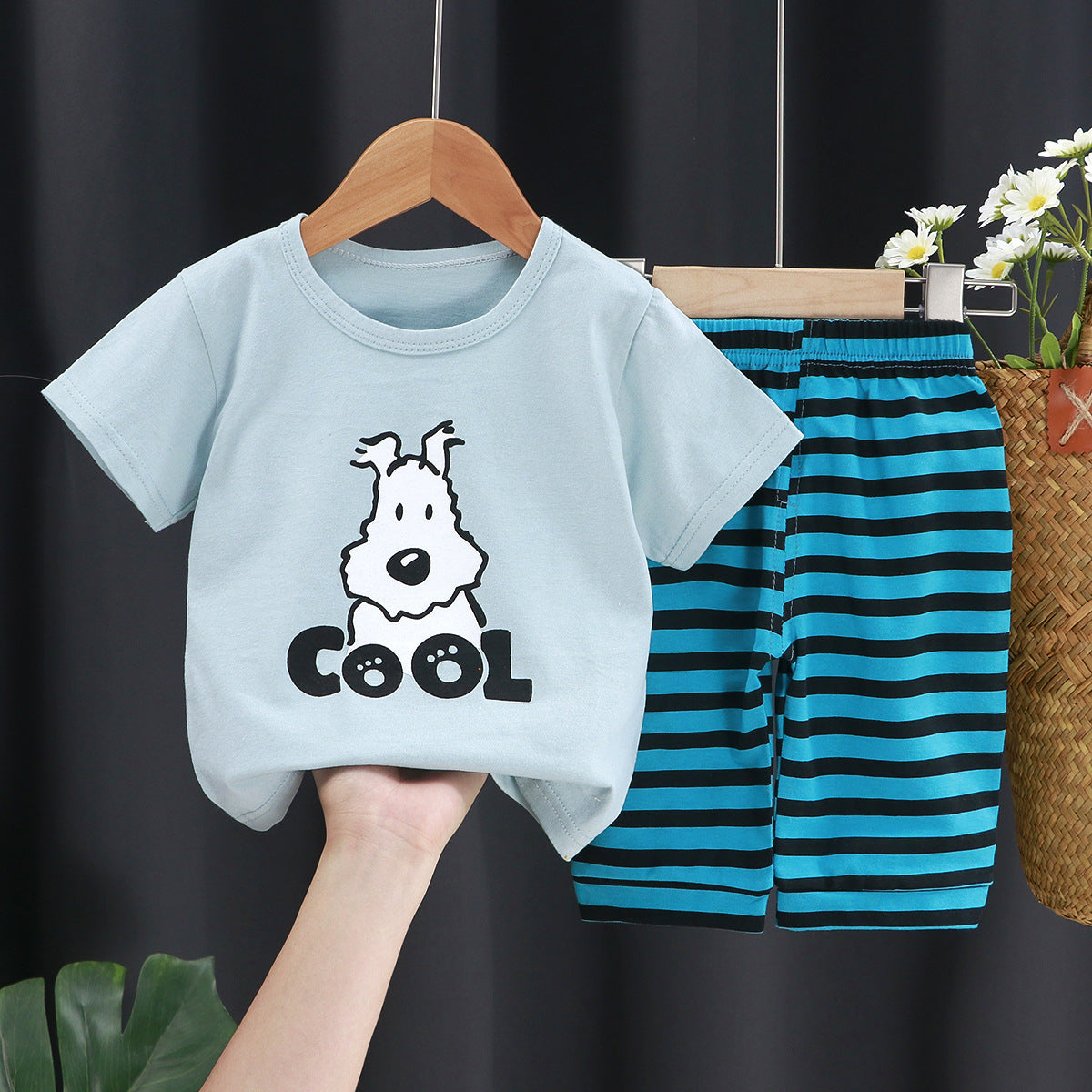 Short Sleeve Casual Two-Piece Set - For Boys And Girls