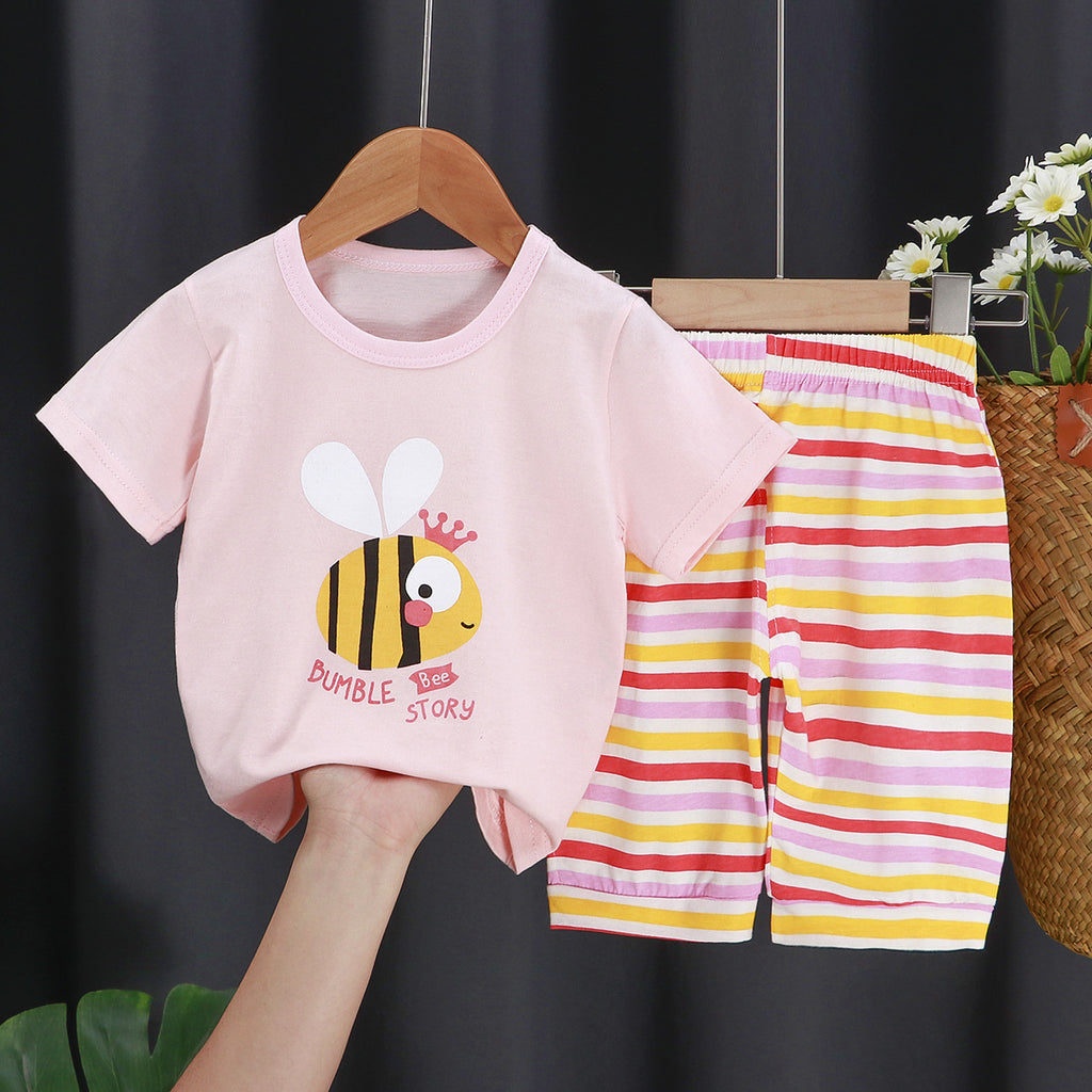 Short Sleeve Casual Two-Piece Set - For Boys And Girls