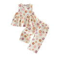 Flowy Sleeveless Top With A Full Floral Print Paired With Pocketed Pants