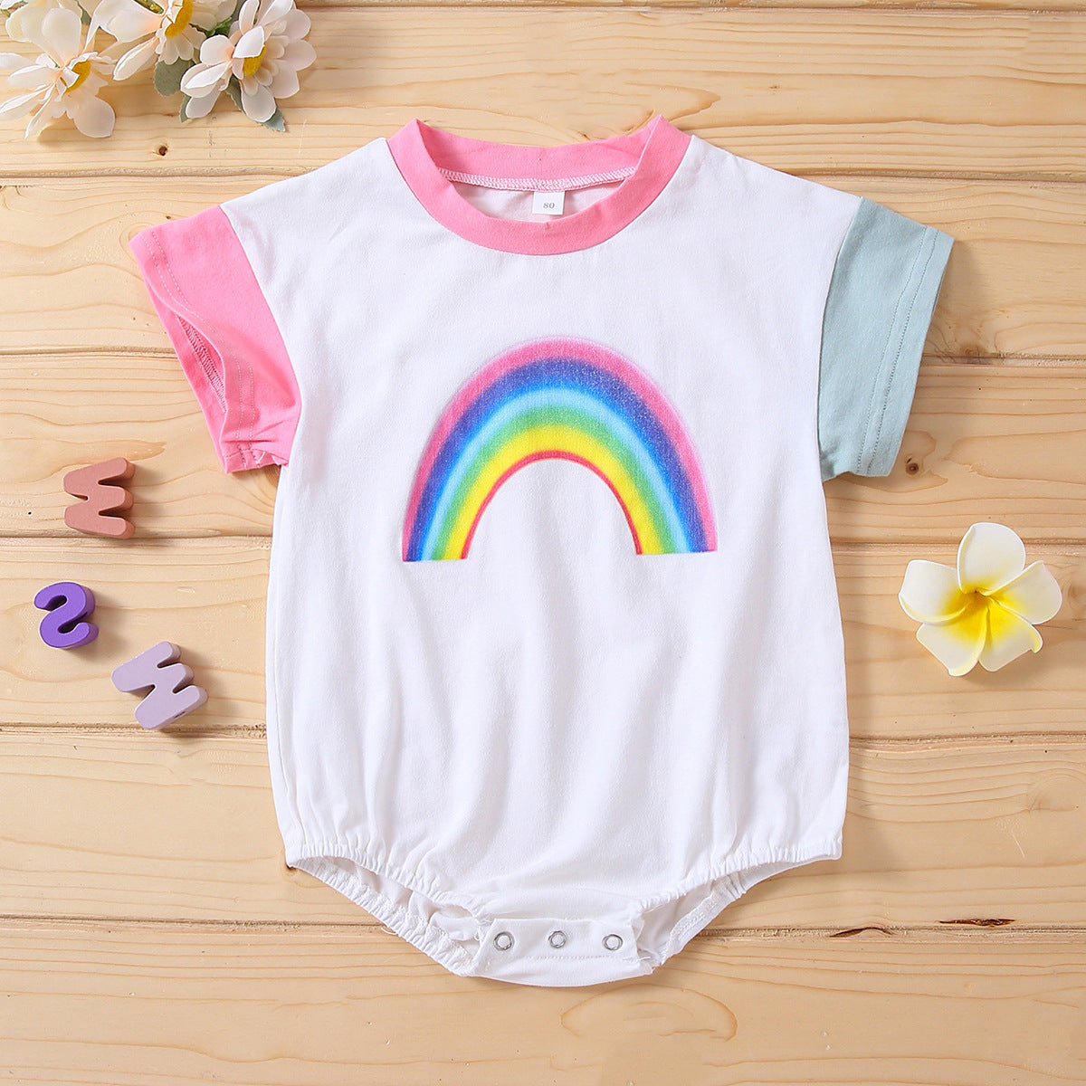 Cotton Pink Short-sleeved Thin Summer Jumpsuit