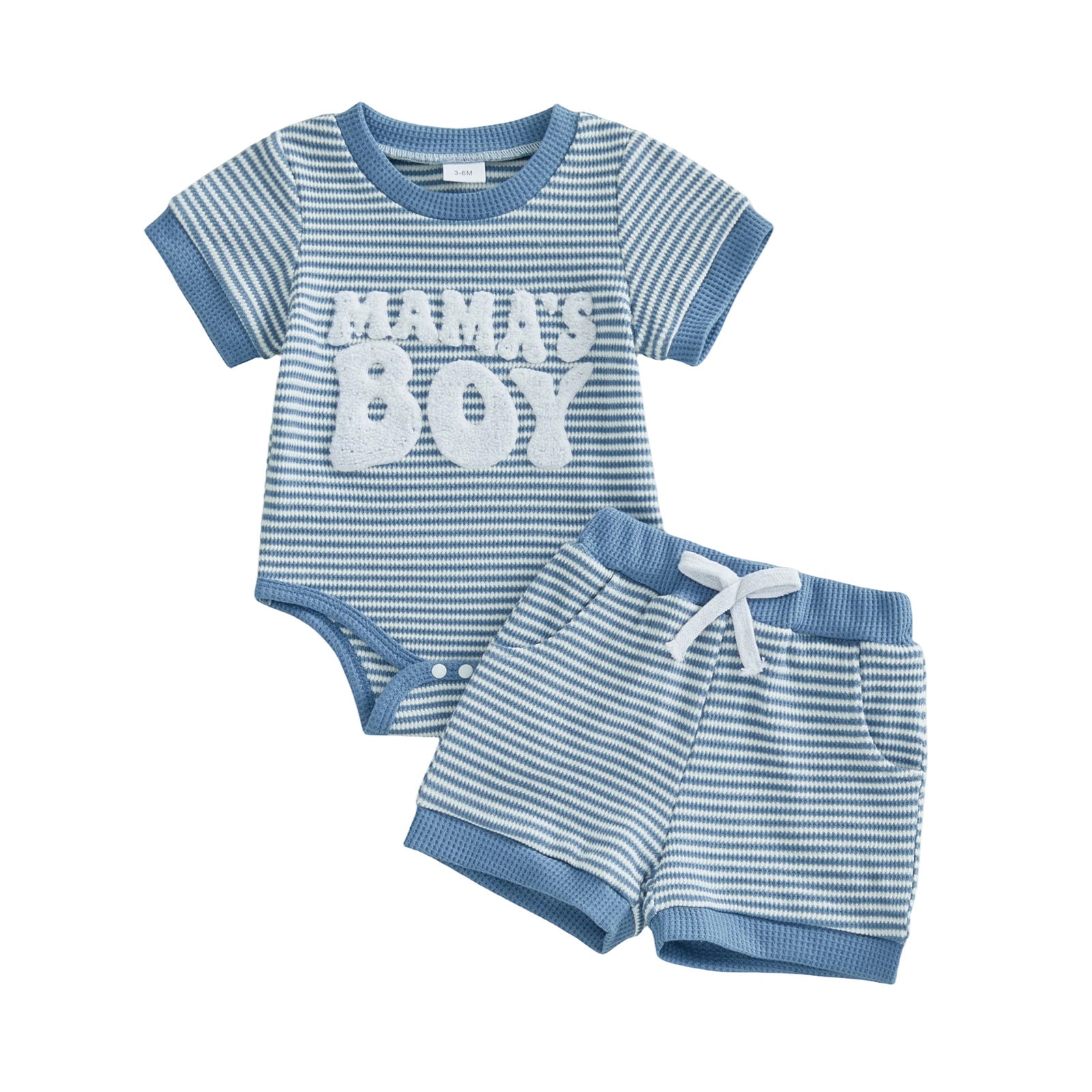 Embroidered Mama's Boy Romper And Shorts Two-Piece Set