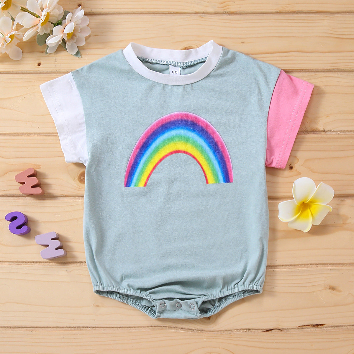 Cotton Pink Short-sleeved Thin Summer Jumpsuit